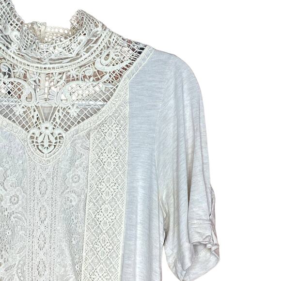 Anthropologie Tiny XS Celine Lace Top Blouse Cream Crochet Neckline Romancecore - Picture 3 of 9
